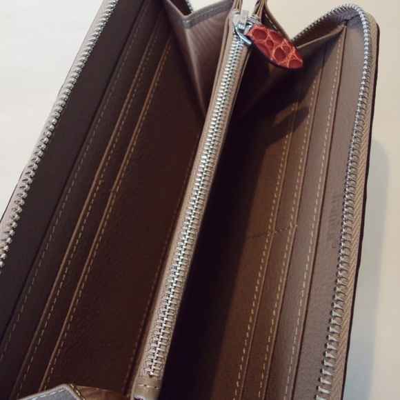 Jranter New Purse Wallet Zip Snakeskin Rust Croc - Picture 4 of 7